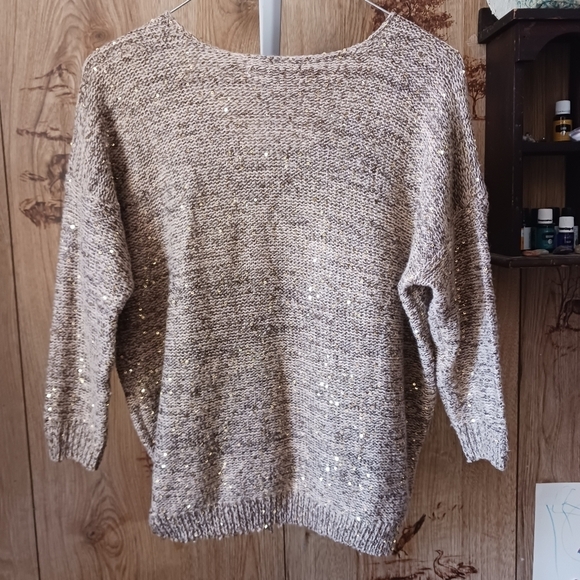 YA Los Angles Gold Sequin Sweater Christmas Holiday New Year - Picture 2 of 7